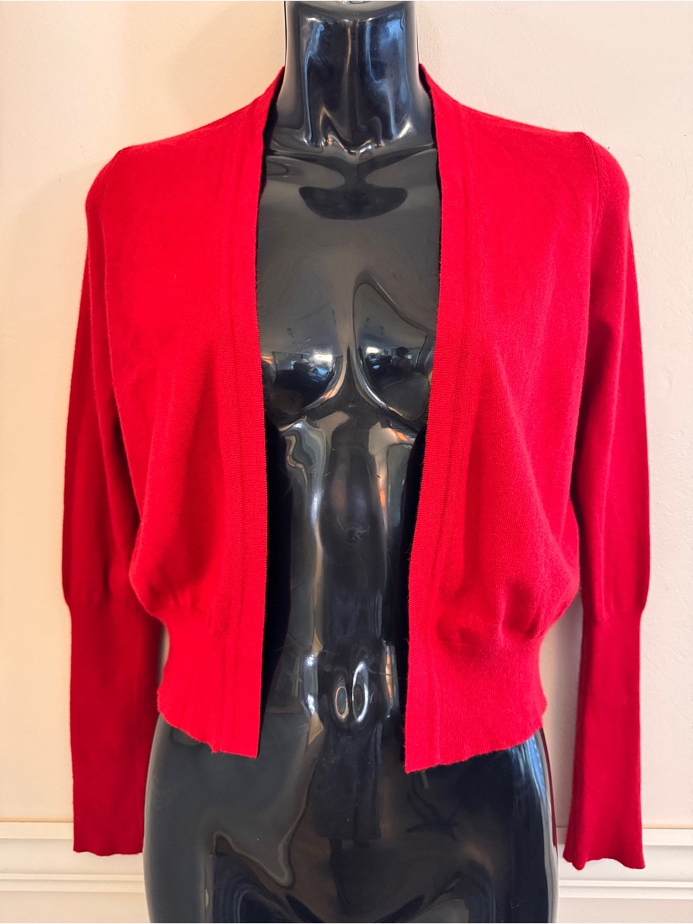 LaVia Italian Cropped Open-Front Red Women's Cardigan Sweater | Size S